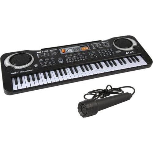 61 Keys Black Digital Music Electronic Keyboard Piano Kids Gift Synthesize Musical Instrument with Microphone Organ