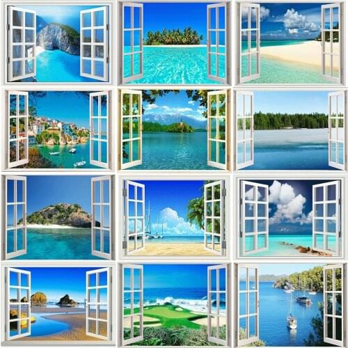 Evershine 5D DIY Diamond Painting Window Picture Of Rhinestone Mosaic Sale Diamond Embroidery Sea Landscape Home Decoration