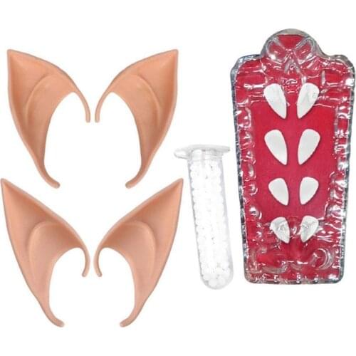 Halloween Vampire Fangs Fairy Cosplay Elf Ears Masquerade Costume Teeth Props Horror Decoration Supplies Party DIY Decor