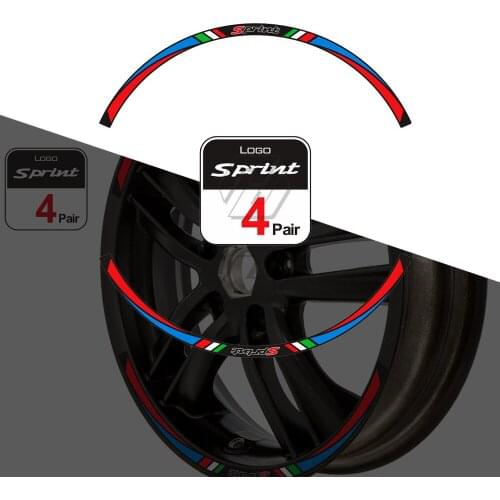 Scooter 12" Wheel Reflective Sticker Set Case for Piaggio Vespa GTS Sprint Primavera 50 150 150S 300 300ie Rim Decals