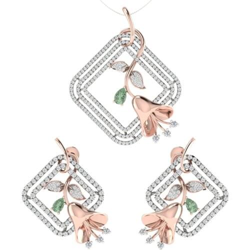Classic Rose Gold Floral Necklace Earrings Jewelry Set Trendy Women Bell Silver Plated Stud Earring for Girl Friend Best Gift