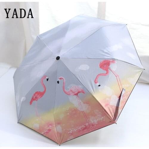 YADA Creative Flamingo Umbrella Rain Women uv Sunny&Rainy Umbrella For Women Windproof Folding Designer Umbrellas Parasol YS731