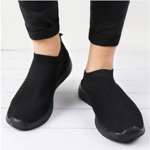 Women shoes new knitted slip on flat shoes woman casual mesh walking footwear sneakers women vulcanize shoes