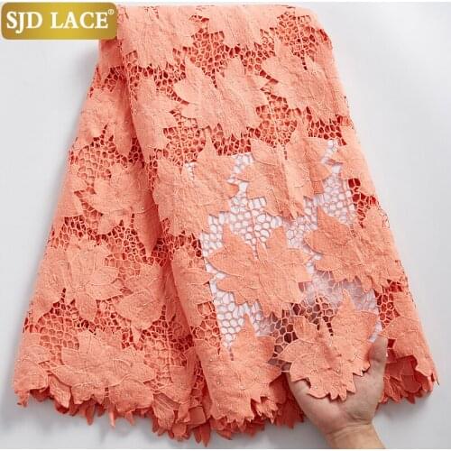 SJD LACE Latest African Lace Fabric High Quality Water Soluble Nigerian Guipure Cord Lace Fabric With Eyelet Brids MaterialA2367