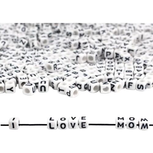 Handmade Square Acrylic Alphabet Lettter English Beads Cube DIY Loose Plastic Letters Beads for DIY Bracelet Necklace 6/7/10mm