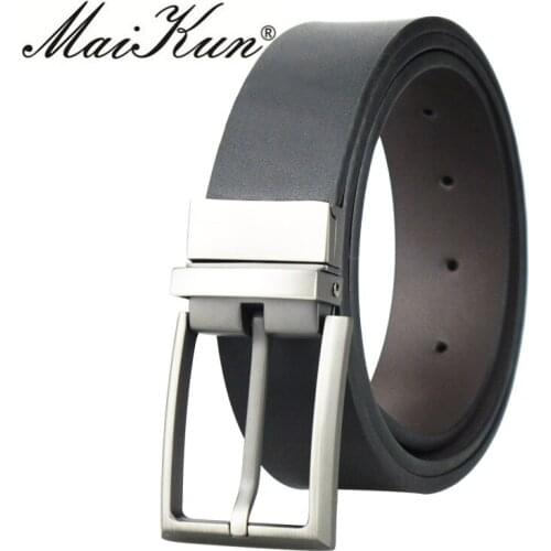Cowskin Leather Belts for Men Belts Fashion Luxury Brand Male Strap Brushed Metal Pin Buckle High Quality Waistband