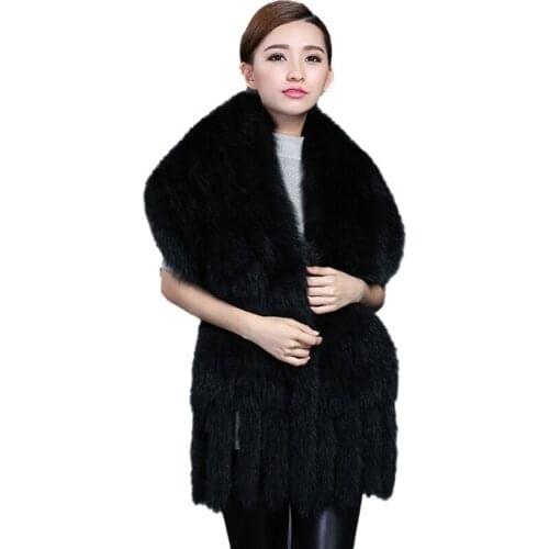 Real Fox Fur Cape Women Winter Warm Scarf Shawl With Tassel Bride Wedding Party Fluffy Soft