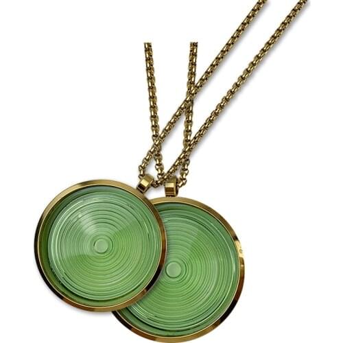 Mini Alpha Spin Pendant Bio Disc Glass Quantum Energy Necklace 5000CC Negative Ions Anti EMF Radiation for Women Men far-ion