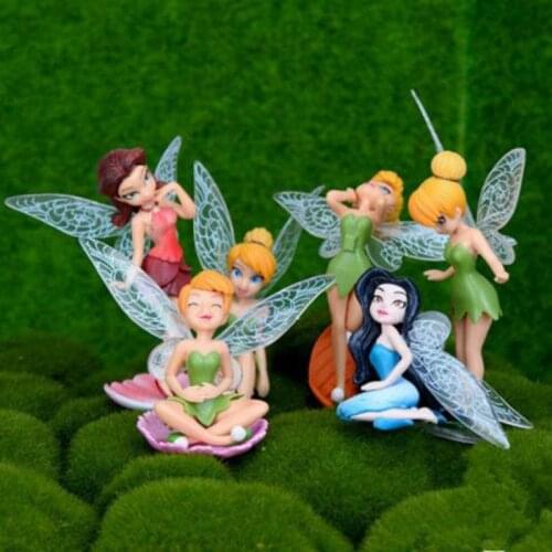 6pcs/set Aquarium Diy Mini Flying Flower Fairy Decoration Fish Tank Garden Landscaping Flower Girl Cartoon Ornament Gift For Kid