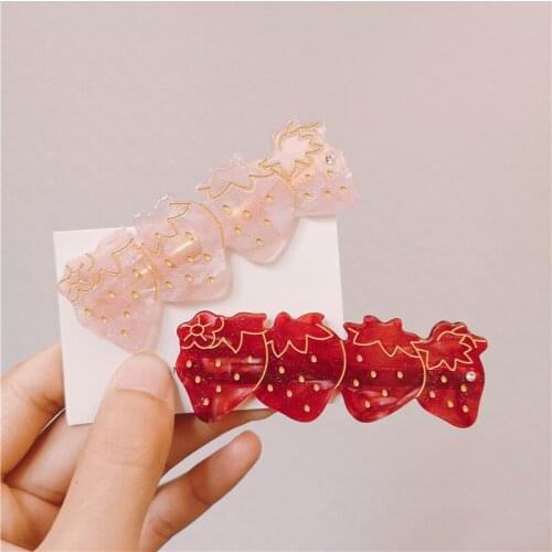 2Pcs/Set2020 Spring And Summer New Strawberry Hair Clip Girl Heart Cute Korean Bangs Hair Accessories