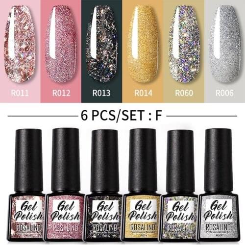 6 Colors Nail Gel Polish Set Glitter Nail Polish Kit 7ML UV/LED Lamp Cured Gel Polish Gift for Girls Women