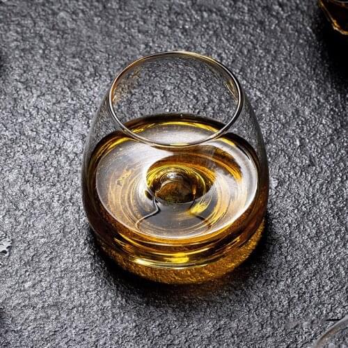 Set of 2 Hand blown home party whiskey glass lead-free round shaped whiskey glass for Liquor Scotch Bourbon 1130-06
