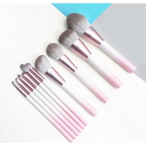Bdbeauty New 2019 Pink to White Gradient Synthetic Brush Set - Quick-Dry Plant Fibre Starter Brush Set