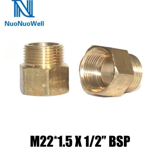 NuoNuoWell M22*1.5 X 1/2'' BSP Thread Brass Reducer Connector Washing Machine Water Gun Brass Adapter Garden Irrigation