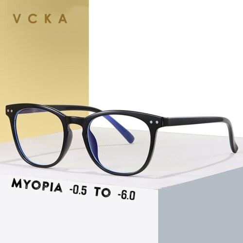 VCKA -0.5 to -6.0 TR90 Square myopia Glasses Men Women Glasses Transparent Eyewear Frame Women Anti Blue ray Goggles