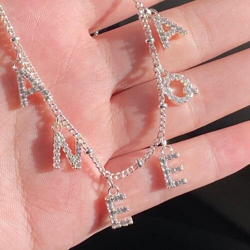 Stainless Steel Customized Name Zircon Necklace Personalized Crystal Name Necklaces Pendant Chain for Women Jewelry Gift