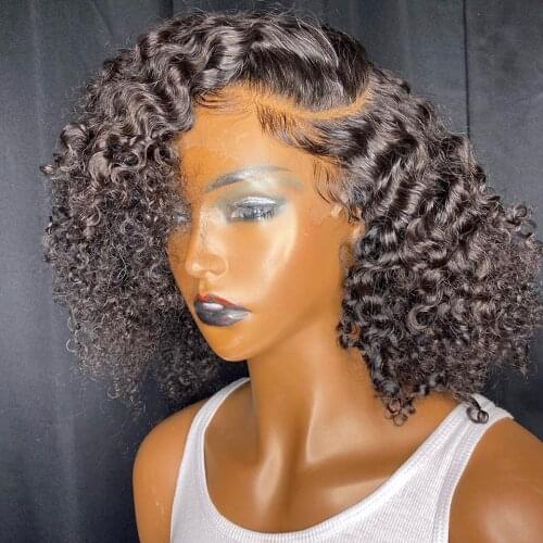 Pixie Cut Curly Bob Wig 13x4x1 Lace Front Human Hair Wigs 4x4 Lace Closure Wig 100% Human Hair Remy Pre plucked With Baby Hair