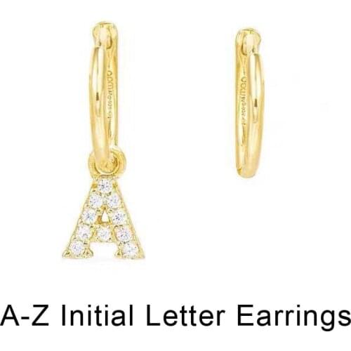 Real 925 Sterling Silver Initial Letter Earrings For Women Gift Drop Shipping High Quality Silver Earring Fine Jewelry Wholesale