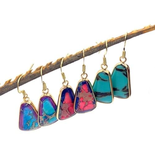 Natural Stone Turquoise Earrings Irregular Ladies Simple Sapphire Hook Earrings Fashion Stone Accessories Used To Make Earrings