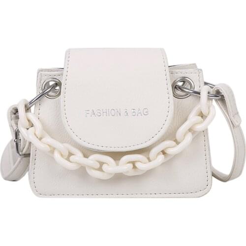 Women Small Crossbody Bags Bright Color Block/Plain Leather Acrylic Chain Shoulder Bag Lightweight Handbag