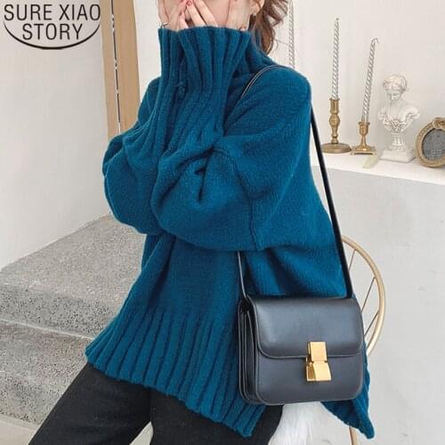 Sweet Sweater Turtleneck Women Sweaters Pullover Solid 3 Colors 2021 New Autumn and Winter Korean Fashion Loose Sweater 11860
