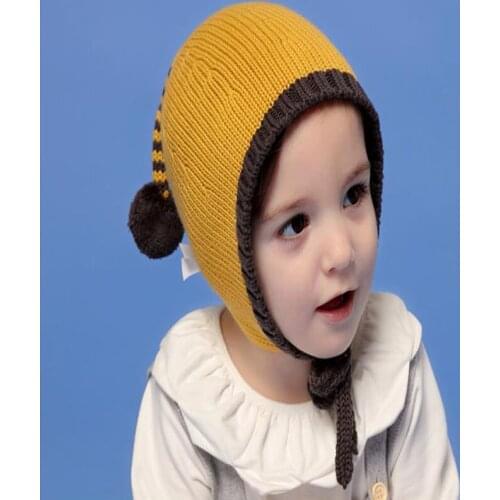 TOU--Baby Boys Fashion Elf Hat Baby Girls Warm Winter Cartoon Knitted Gift Hat Child TOP Earmuffs Christmas Hats