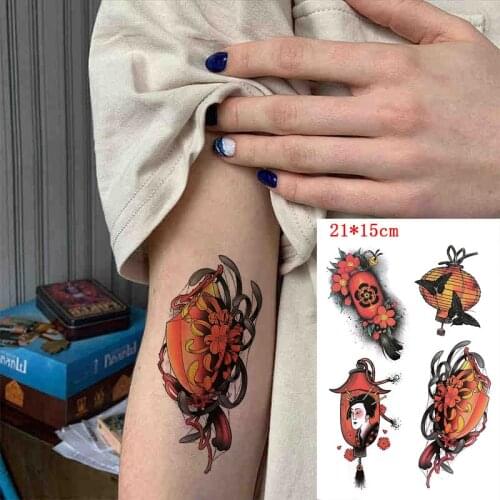 Waterproof Temporary Tattoo Sticker Japan Style Lantern Flower Geisha Stickers Fake Tatto Flash Tatoo Body Art for Men Women