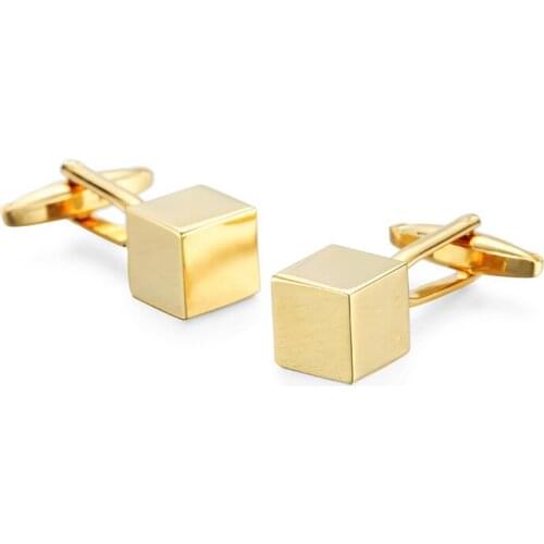 High-quality French Shirt Brand Classic Mens Jewelry Unique Wedding Groom Men Cuff links Gift Gold Cube Cufflinks for Mens
