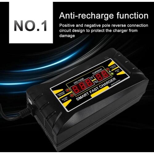 Full Automatic Fast Smart Car Battery Charger12V 10A 6A Lead Acid/GEL Battery Charger LCD Display EU Plug US Plug
