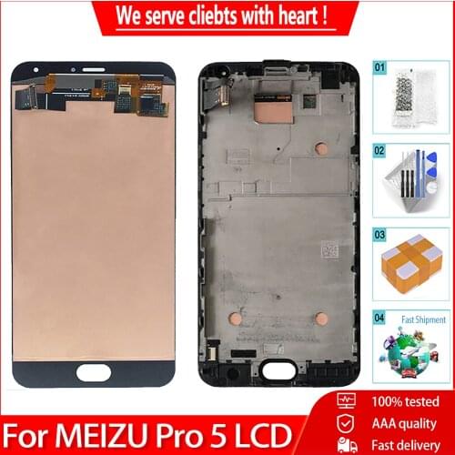 5.7" For Meizu Pro 5 AMOLED LCD Display Touch Screen Panel Digitizer With Frame 100% Tested Replacement For Meizu Pro 5 LCD