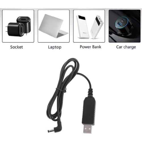1m White Universal 90 Degree USB 5V To 12V 5.5x2.1mm Step Up Adapter Cable For WiFi Router Speaker LED Camera and more