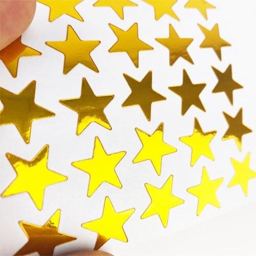 350P Child Gilding Reward Flash Sticker Teacher Praise Label Award Five Star Gold Sticker Self-adhesive Sticker for Baking Gifts