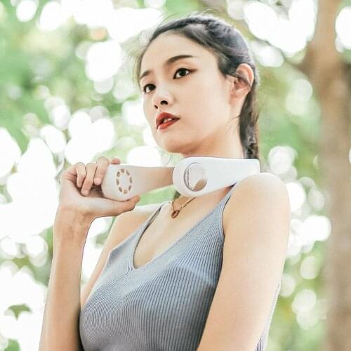 2400mAH Portable Leafless Neck Fan Small USB Rechargeable Personal Fan Headphone Design Sports Small Fan