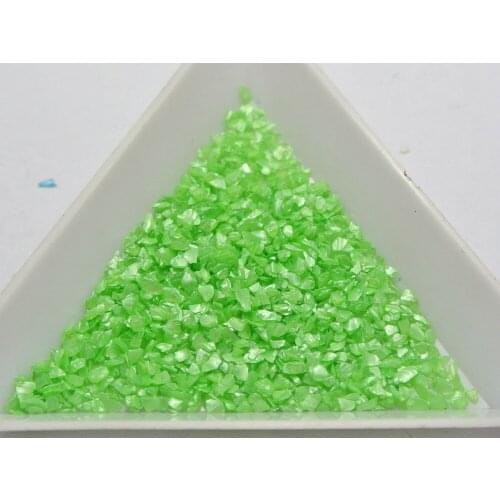 45 Gram Soft Green Glass Crushed Chips Irregular Shape Nail Art Tips + Storage Box