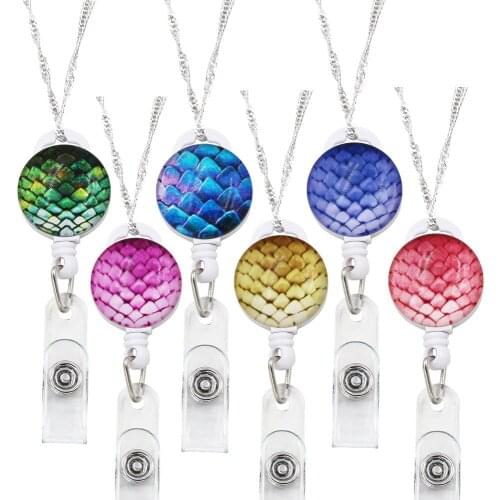 6pcs Lot 2.5cm Retractable Badge Holder with Lanyard 80cm ID Name Card Badge 3D Style