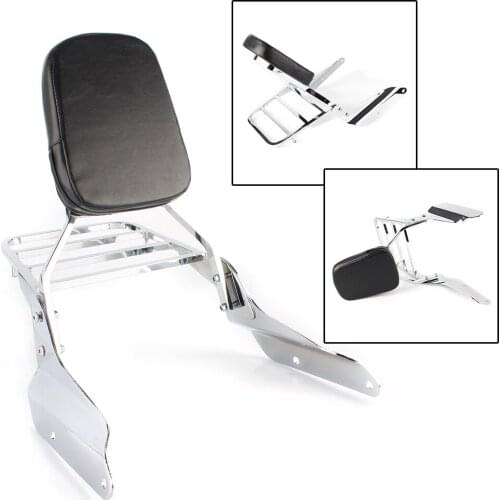 Aluminum Chrome Motorcycle Rear Passenger Backrest Sissy Bar w/ Luggage Rack For Honda Magna VF250 1995-2007 & VF750 1994-2003