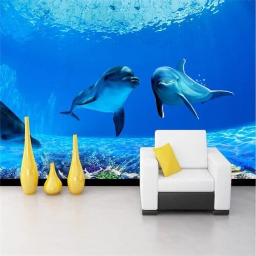 Beibehang photo wallpaper High quality silk cloth Deep Sea Dolphin backdrop modern decorative paintin 3d large mural wallpaper