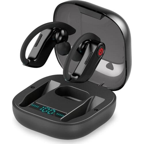 LED Display Bluetooth 5.0 Headset 9D Stereo Sound Ear Hook Wireless Earphone for Huawei P30 Pro Xiaomi Note 7 Pro Mi 9