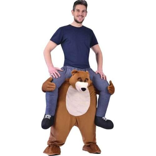 Woman Men Brown Bear Magic Pants Animals Fake Legs Woman Men Christmas Halloween Cosplay Costume Carry Me Back Dress Up