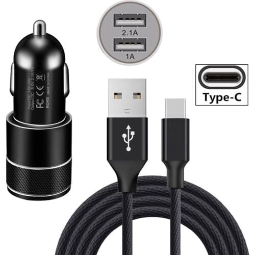 Fast USB C Car Charger & 1M Type C Cable for Huawei P10 P20 P30 Mate 10 honor 20 pro for Xiaomi Mi 8 9 a1 Redmi K20 OnePlus 7 6