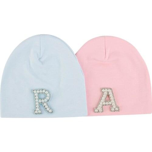 Kids Cute Pearl Letters Solid Color Hats Soft Warm Baby Skullies Beanies Hat Fashion Cotton Beanie For Boy Girl Children Cap