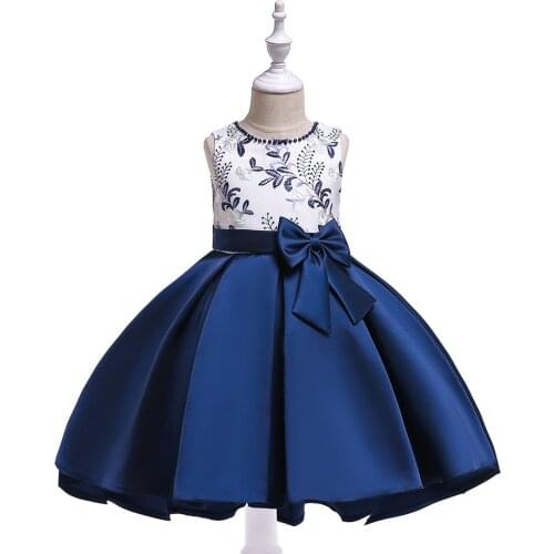 Summer Lace Embroidery Kids Dress For Girls Evening Wedding Party Tail Elegant Princess Sleeveless Children Holiday Dresses