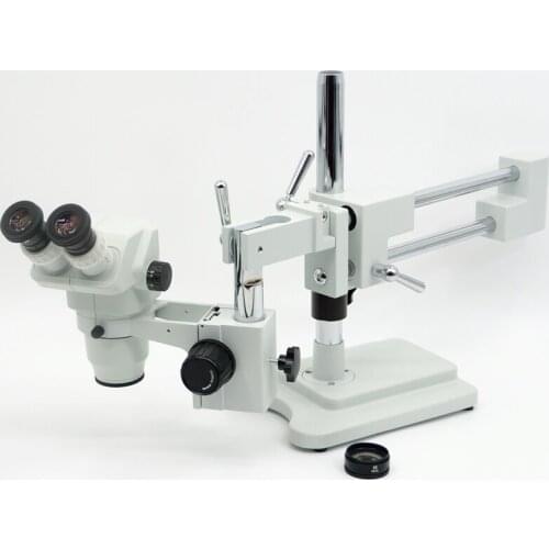 FYSCOPE 6.7X-90X ! DOUBLE BOOM STAND BINOCULAR HEAD STEREO ZOOM MICROSCOPE +144pcs LED
