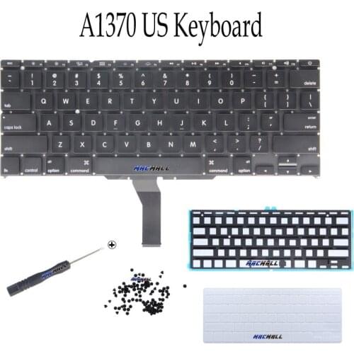 New A1370 A1465 US Keyboard For Macbook Air 11" A1465 A1370 2011-2015 Year US Keyboard + Backlight + Keyboard Cover + Screws