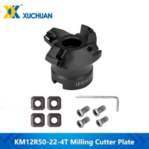 KM12R50-22-4T Carbide Insert Clamped Fast Feeding Alloy End Mill With Inserts Milling Machining Slab Face Milling Cutter