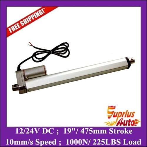 Free Shipping 19in/ 475mm stroke 12V quality dc electric linear actuators - 1000N/ 225LBS Load linear actuator for window