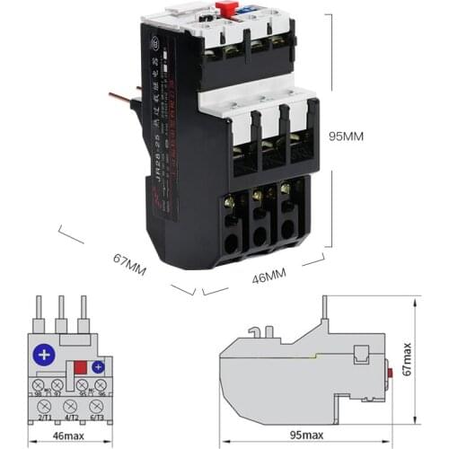 LR2/JR28-25 2.5A 4A 8A 6A 1NO 1NC 3 Pole Adjustable Protector Thermal Overload Relay