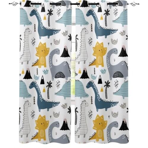 Cute Cartoon Dinosaur Kawaii Modern Blackout Curtains For Living Room Bedroom Window Treatment Blinds Drapes Kitchen Curtains