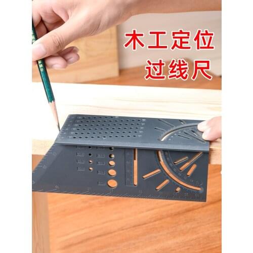 Multifunctional Woodworking Gauge Ruler 3D Mitre Angle Measuring Square Measure Tool 45 Degree and 90 Degree with Carpenter Pen