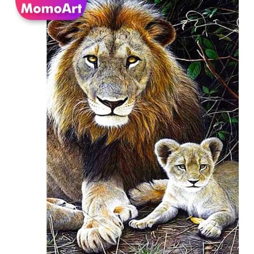 MomoArt Diamond Painting Lion Animal New Arrival Diamond Mosaic Black White Full Drill Square Embroidery Cross Stitch Wall Decor